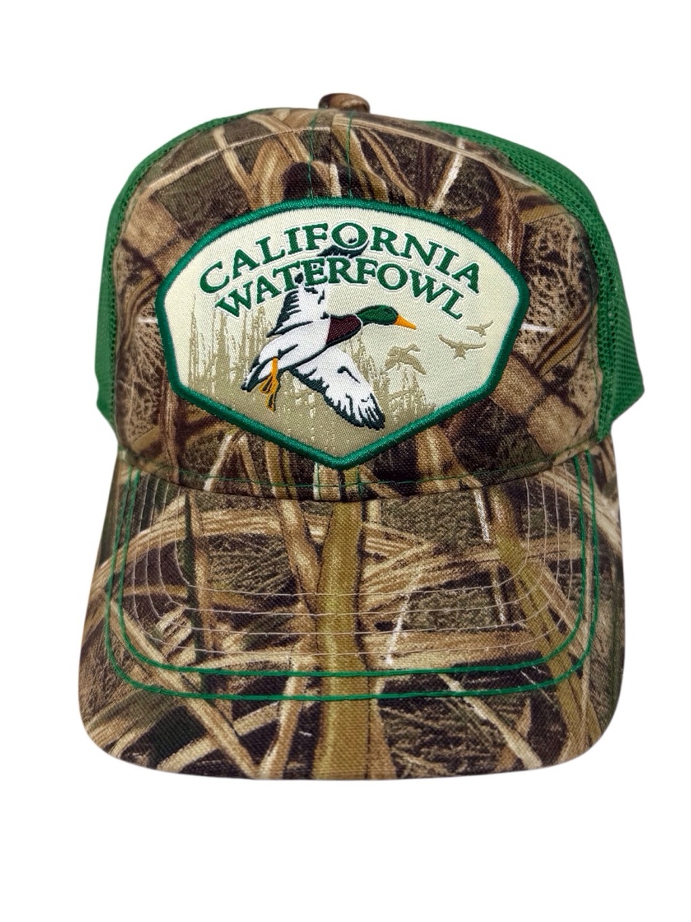 Mossy Oak California Waterfowl Green mesh & Brown Camo SnapBack Hat youth size